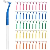 50 Angle Interdental Brushes &amp; Extended Handles, 0.6, 0.7, 0.8, 1.0,1.2mm | L- Shaped Interproximal Floss for Dental Health，Extra Tight(0.6), Tight(0.7), Medium(0.8), Wide(1.0,1.2), 5 Sizes for Braces