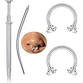 MODRSA Silver Gold Black Septum Rings 16g Horseshoe Nose Ring Double Gem Halloween Septum Piercing Jewelry for Women Men Surgical Steel Cartilage Tragus Earring Half Hoop Lip Labret Jewelry 8mm 10mm