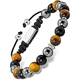 RTZN® Triple Protection Bracelet for Men – Premium Artisan Handcrafted Authentic Tiger Eye, Black Obsidian & Hematite Bracelet for Men – 8mm Protection Stones Mens Bead Bracelets