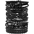 MILAKOO 6Pcs Punk Leather Bracelets for Women Men Braided PU Wristband Skull Skeleton Accessories