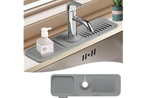 SEARIK Kitchen Sink Splash Guard Behind Faucet, Silicone Draining Mat for Kitchen Sink Faucet Handle Drip Catcher Silicone Faucet Mat Dish Soap Dispenser Sponge Holder for Kitchen Sink Accessories Bathroom
