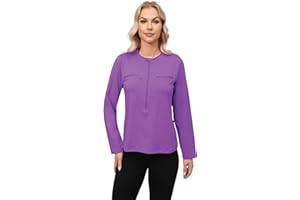 HORSSLE Women Chemo Shirts for Port Access 2-Side Snap Shoulder Surgery & Dialysis Recovery Shirts, Lightweight & Breathable