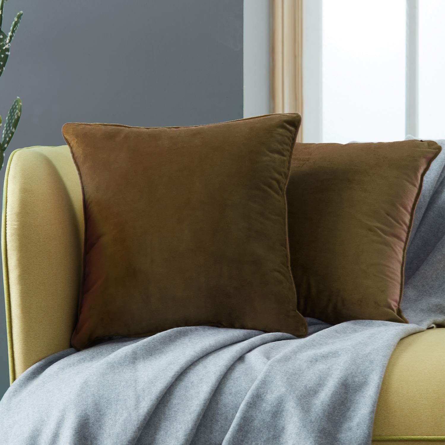 Top Finel Decorative Velvet Throw Pillow Covers Soft Soild