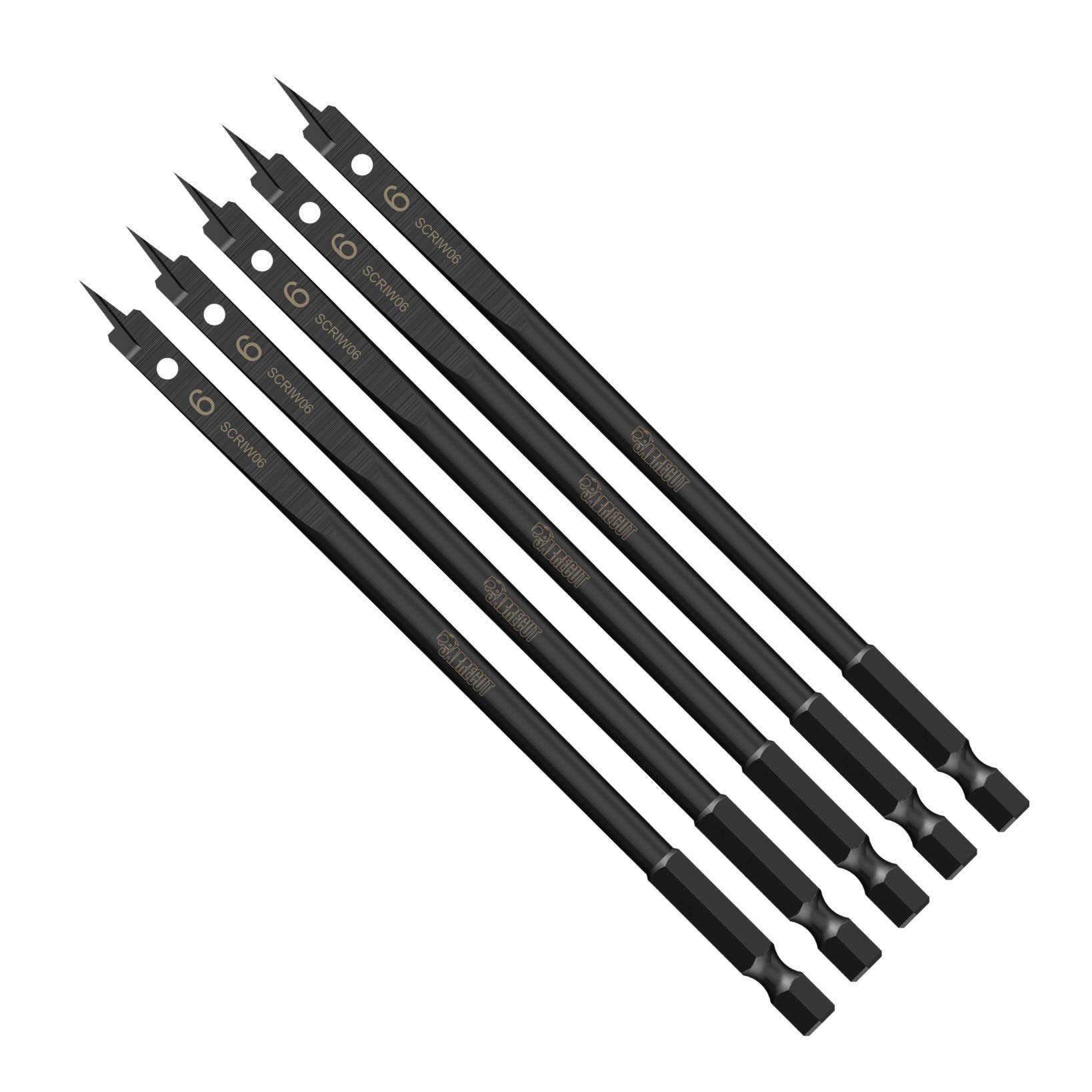 5 x SabreCut SCRIW06_5 6mm x 152mm Impact Rated Flat Wood Spade Bits for Softwood Hardwood Chipboard