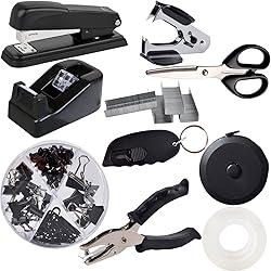 ChezMax Black Desk Accessory Kit Includes Stapler