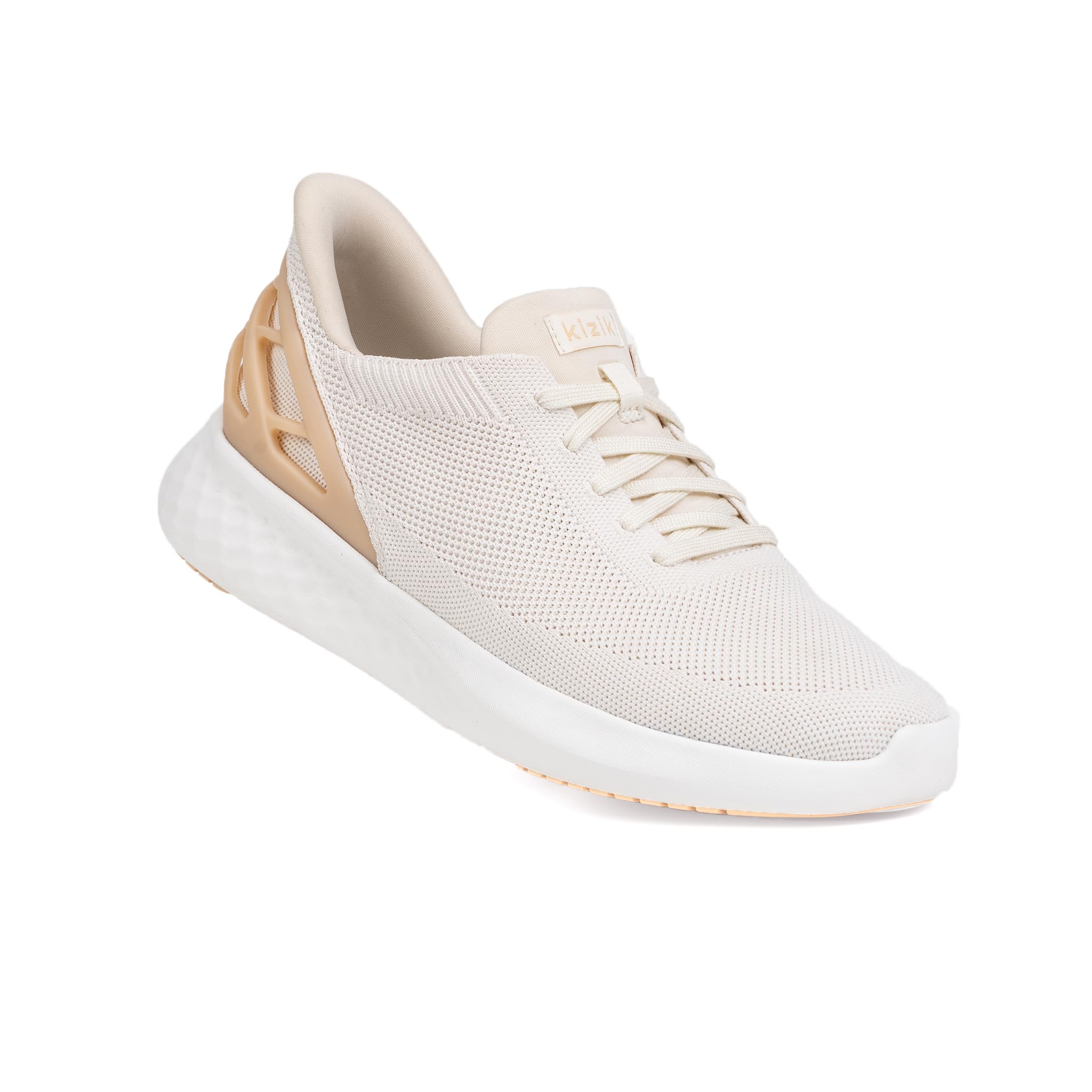 Kizik Slip On Sneakers: Athens - Comfortable All-Day Wear, Hands Free Convenience, Breathable Knit Top, Mens & Womens Walking Shoes with Arch Support - White Creme Wide M5 / W6.5 Image