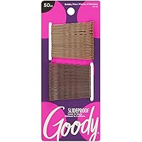 Goody Ouchless Hair Bobby Pins - 50 Count, Assorted Brunette Colors - Slideproof and Lock-In Place - Suitable for All Hair Ty