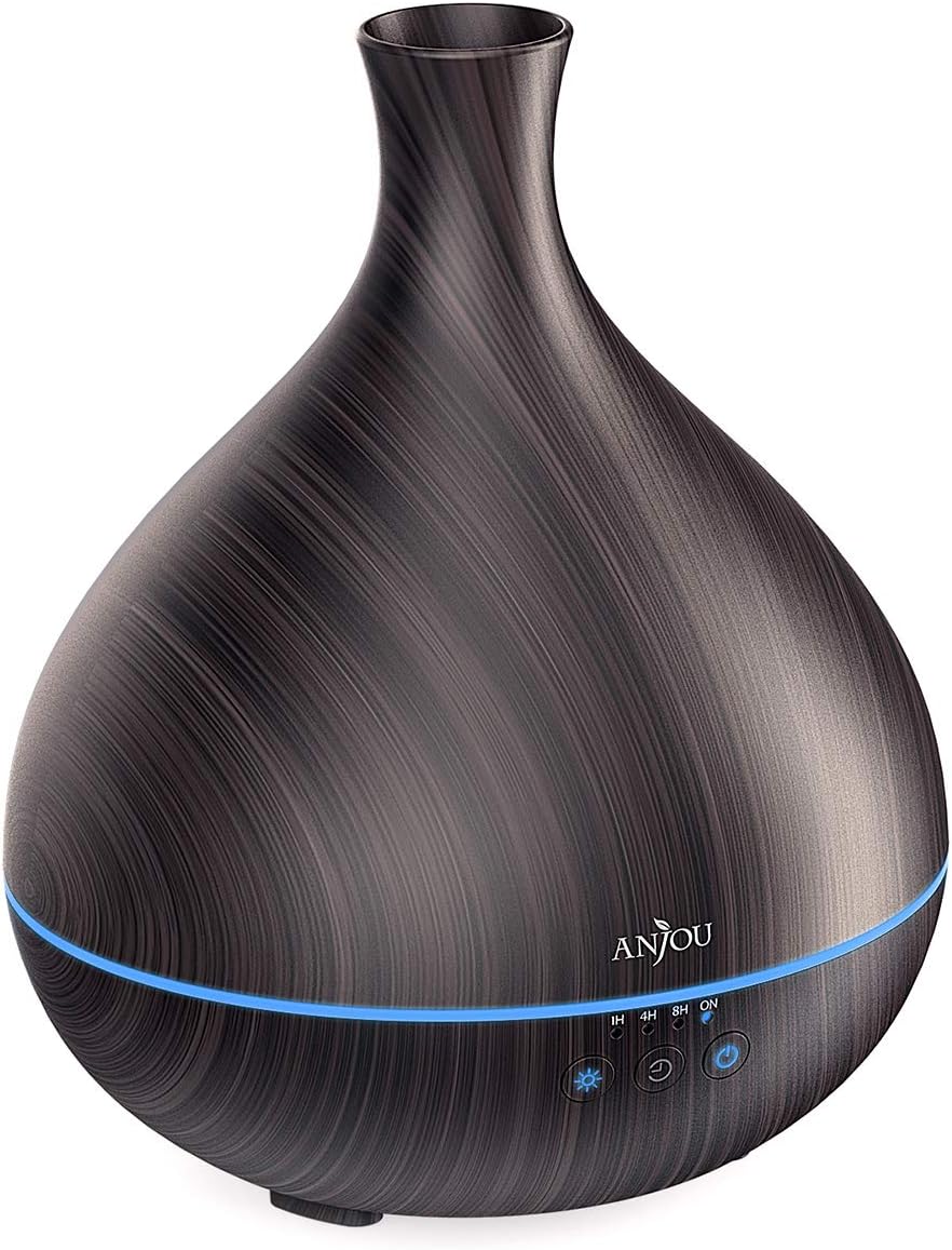 Essential Oil Diffuser, Anjou 500ml BPA Free Cool Mist Humidifier Wood Grain Aromatherapy Diffuser with 7 Color Changing Night for 12hrs of Continuous Quiet Diffuser Aroma (Brown): Home & Kitchen