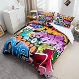 Loussiesd Graffiti Bedding Set Duvet Cover 3 Pcs Kids Boys Teens view 5