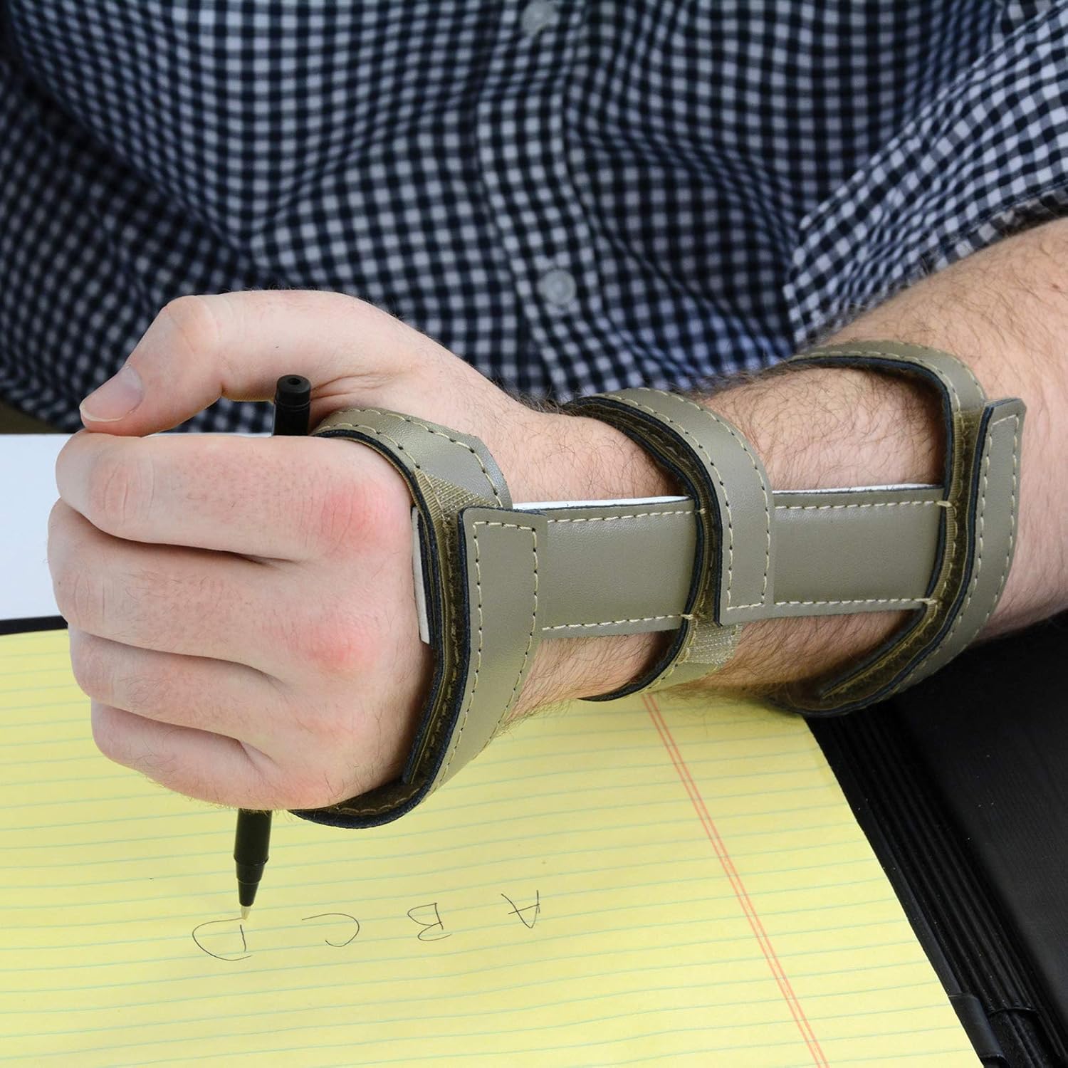 Sammons Preston Economy Wrist Support with Utensil Holder Pocket for Left Hand, Leather Covered Metal Wrist Splint & Kitchen Aid for Carpal Tunnel & Hand Injuries, Stabilize Left Wrists, Large 3.5": Industrial & Scientific