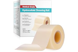 HBIKCLYC Hydrocolloid Tape Roll - Cut-to-Size, 1.97in*11.81ft, Extra Large Hydrocolloid Patch Bandages with Self-Adhesive, Ultra Absorbent, Flexible & Waterproof (1)
