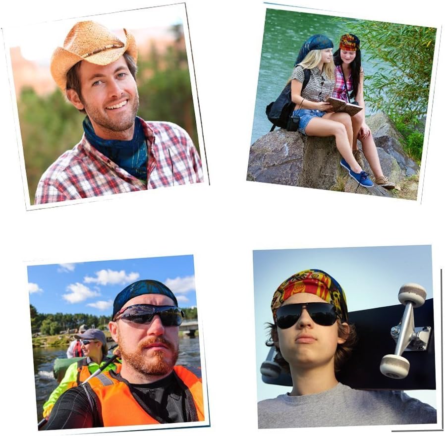 KALILY 12PCS Headband Bandana - Versatile Sports & Casual Headwear –Multifunctional Seamless Neck Gaiter, Headwrap, Balaclava, Helmet Liner, Face Mask for Camping, Running, Cycling, Fishing etc: Clothing