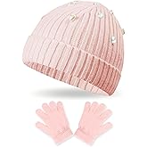 2 Pack Baby Winter Warm Beanie & Mittens Set, Soft Knit Hat with Lined Interior, Cute & Cozy Kids Cap and Mittens