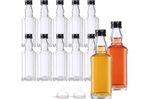 BPFY 12 Pack 100ml Mini Glass Liquor Bottles with Lids, Clear Small Alcohol Bottles for Liquid, Empty Hot Sauce Bottle with 4