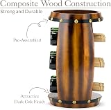 CHRISTOW Wooden Wine Rack Barrel Freestanding 8 Bottle Oak Effect 50cm view 6
