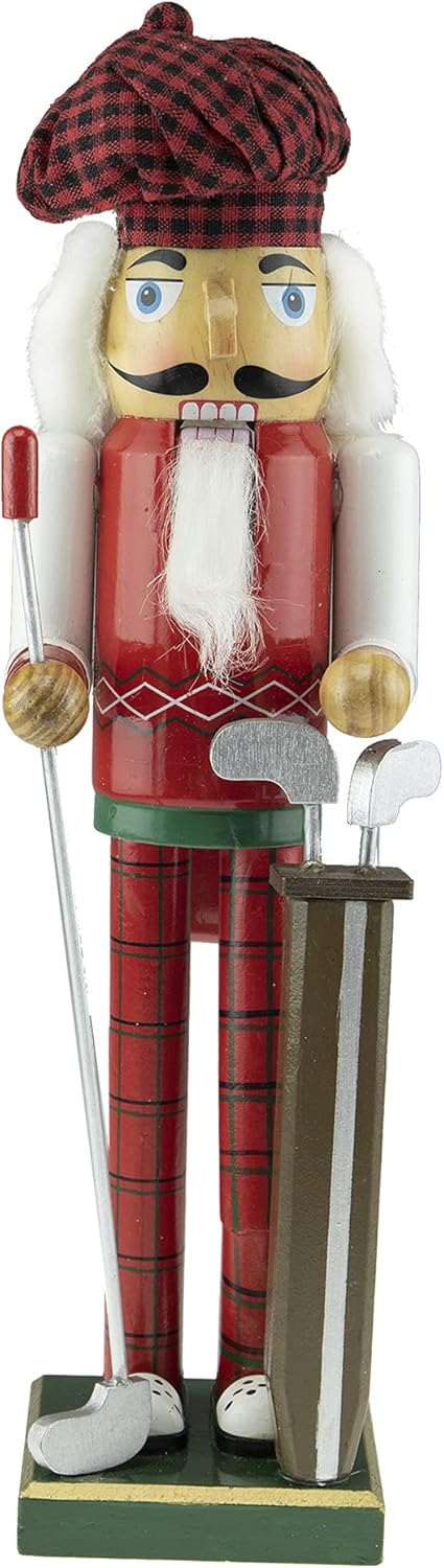 Nutcrackers - Clever Creations White Golfer 16 Inch Traditional Wooden Nutcracker, Festive Christmas Décor for Shelves and Tables