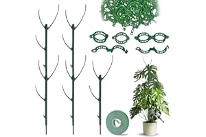 SANZKJIC 5pack Adjustable Plant Support Pole – Stackable Indoor/Outdoor Support Pole with Clamps, Suitable for Supporting Monstera and Climbing Plants, Garden Accessories, Perfect Replacement for Plant Stakes