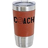 JFWcreations Basketball Coach Stainless Steel Tumbler - 20oz Insulated - Textured Basketball Look and Feel