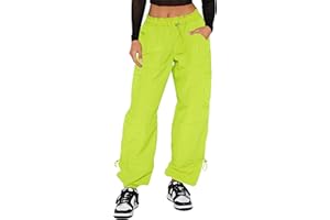 Waitfairy Cargo Pants Women Drawstring Elastic Waist Baggy Parachute Pants Woman Y2K Bottoms with Multiple Pockets
