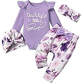 TyeSmo Infant Newborn Baby Girl Clothes Baby Girl Outfits For All Seasons Long Sleeve Snap Romper Pant Sets With Headband