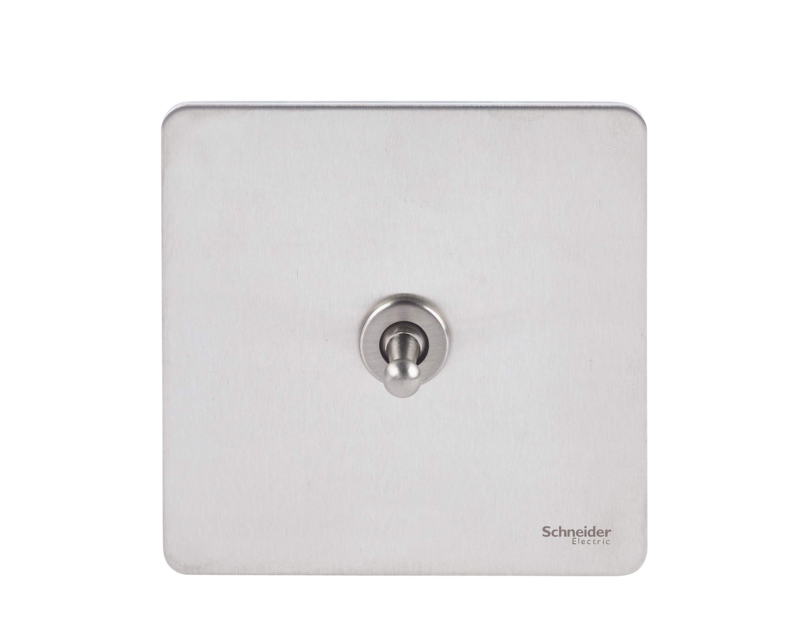 Schneider Electric Ultimate Screwless Flat Plate - Single Toggle 2 Way Light Switch, 16AX, GU1412TSS, Stainless Steel — image 1