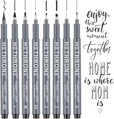 Hethrone Calligraphy Pens 8 Tip Set Hand Lettering Bold Fine Brush for Beginners