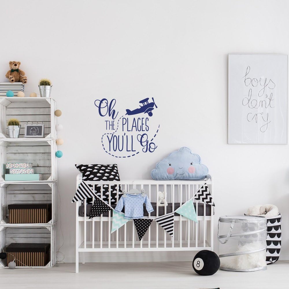 Amazon Com Oh The Places You Ll Go Dr Seuss Wall Decal Dr Seuss Nursery Decal Dr Seuss Baby Shower Travel Wall Decal Quote Nursery Kids Room Decor Home Kitchen