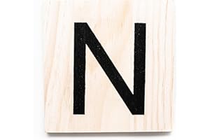 Stiles Letter Tiles, Wall Decor, Wooden Crossword Letters for Living Room, Dining Room, Kitchen, or Bedroom, Family Signs for Home 3.5 Inch, Letter N