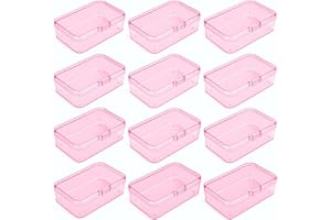 Goodma 12 Pieces Rectangular Plastic Boxes Empty Storage Organizer Containers with Hinged Lids for Small Items and Other Craf