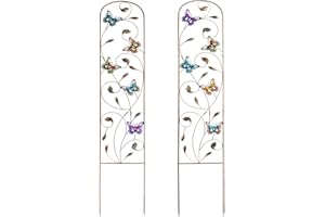 SUNNYPARK Set of 2 Butterfly Metal Garden Trellis for Climbing Plants, Decorative Vegetables Flowers Vine Trellis for Outdoor Patio 60'' H x 11'' W