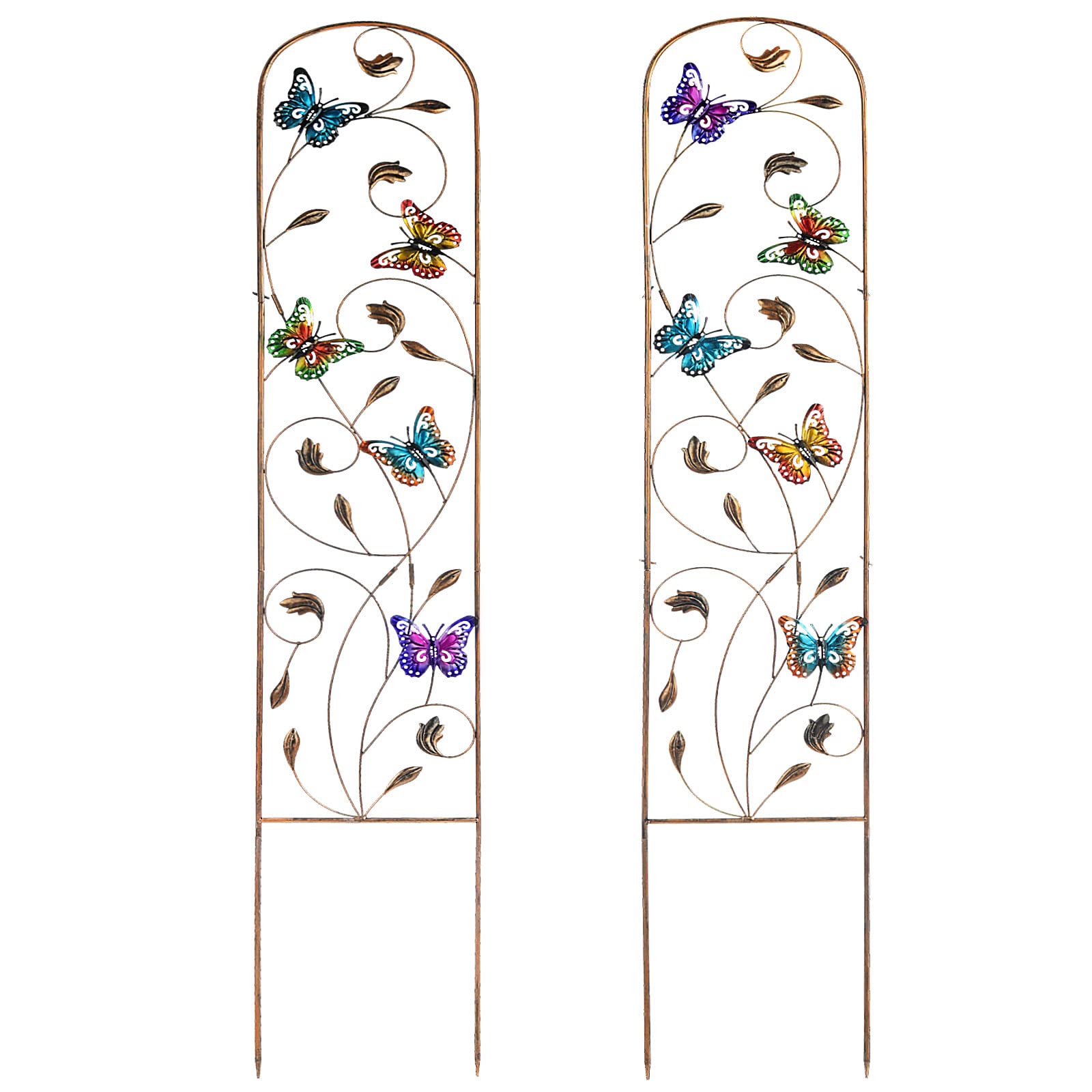 Photo 1 of SUNNYPARK Set of 2 Butterfly Metal Garden Trellis for Climbing Plants, Decorative Vegetables Flowers Vine Trellis for Outdoor Patio 60'' H x 11'' W