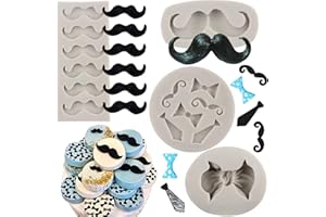 Sijiangmold Little Man Themed Cupcake Decoration Fondant Mold Bow Tie Necktie Mustache Silicone Mold for DIY Cupcake Topper C