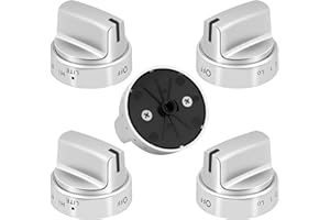 PANDEELS WB03X24818 Stainless Steel Compatible with GE Stove Replacements - Gas Range Burner Control Knob Replace 4363588, AP5989029, PS11729081, EAP11729081 (Pack of 5,Not Universal)