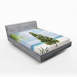 Ambesonne Christmas Fitted Sheet, Tree Tinsel and