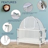 Baby & Beyond Baby Bed Tent Safety Net with Zippers Durable Mesh See-Through 360 view 3