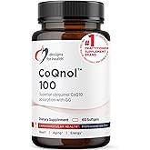 Designs for Health CoQnol 100mg - CoQ10 Ubiquinol with Superior Bioavailability + Exclusive Absorption Technology - Double CoenzymeQ10 Boost with GG - Heart, Healthy Aging + Cell Support (60 Softgels)