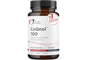 Designs for Health CoQnol 100mg - CoQ10 Ubiquinol with Superior Bioavailability + Exclusive Absorption Technology - Double CoenzymeQ10 Boost with GG - Heart, Healthy Aging + Cell Support (60 Softgels)