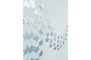 SKOYE 3-Pack,Silver Star Garland, Silver Christmas Galaxy Banner, Twinkle Twinkle Little Star Garland Christmas Garland, Christmas Decor, Silver Baby Shower (4 inch in Diameter,13 Feet)