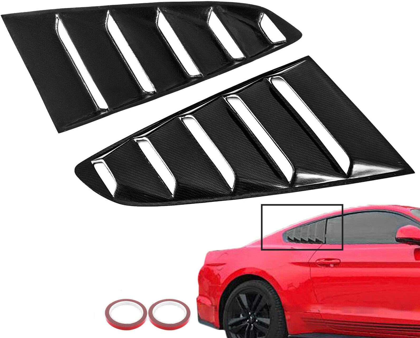 Bestauto Carbon Fiber Side Window Side Window Fender Louvers Shield Fit for Ford Mustang 2015-2018 GT Quarter Scoop Louver Cover