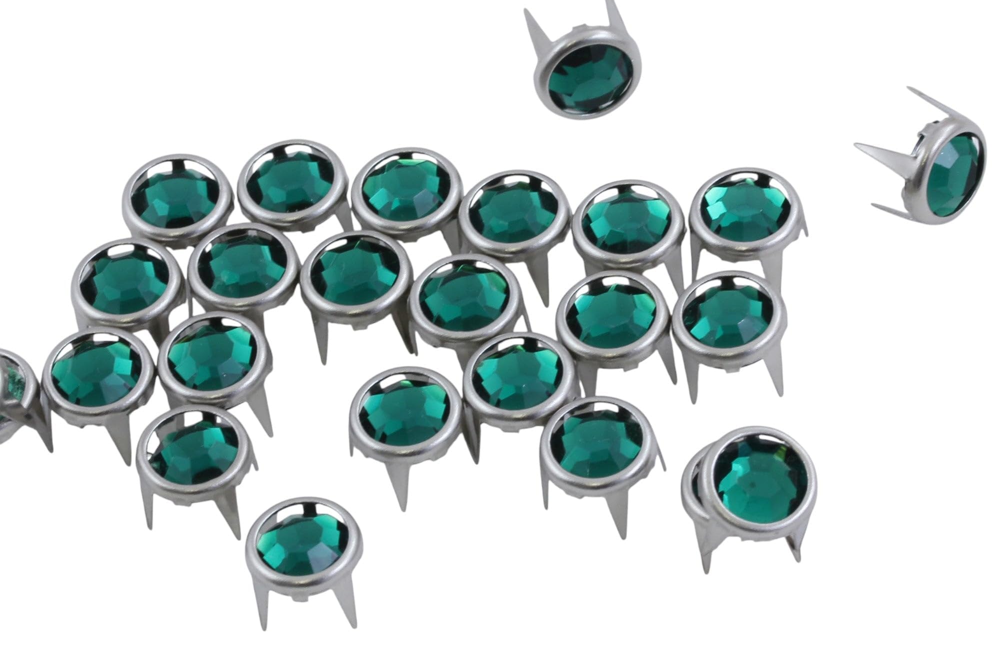 8mm Emerald CH18 Bedazzler Refills Rhinestones Preset Gemagic Studs Nailheads in Rims for Garment Embelishments Leatherwork DIY Crafts Decorate Shoes, Belts, Tee Size 34-50 Pieces