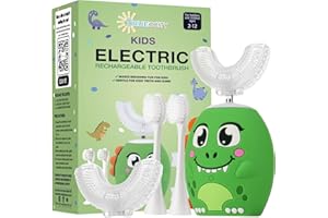 Trueocity Kids U Shape Automatic Toothbrush, Rechargeable Electric Brush for Toddlers Age 2+, Dinosaur Design