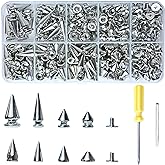 XKCWXY 354 Sets Punk Spikes and Studs Kit，8 Sizes Cone Spikes,Metal Tree Spikes Studs for Leathercraft and Punk Style Clothing Accessories DIY Craft Decoration