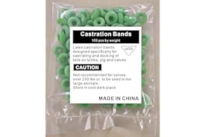 VET.PLUS Latex Castration Rings Castrating Rings for Lambs and Calves Green 100 pcs Packed