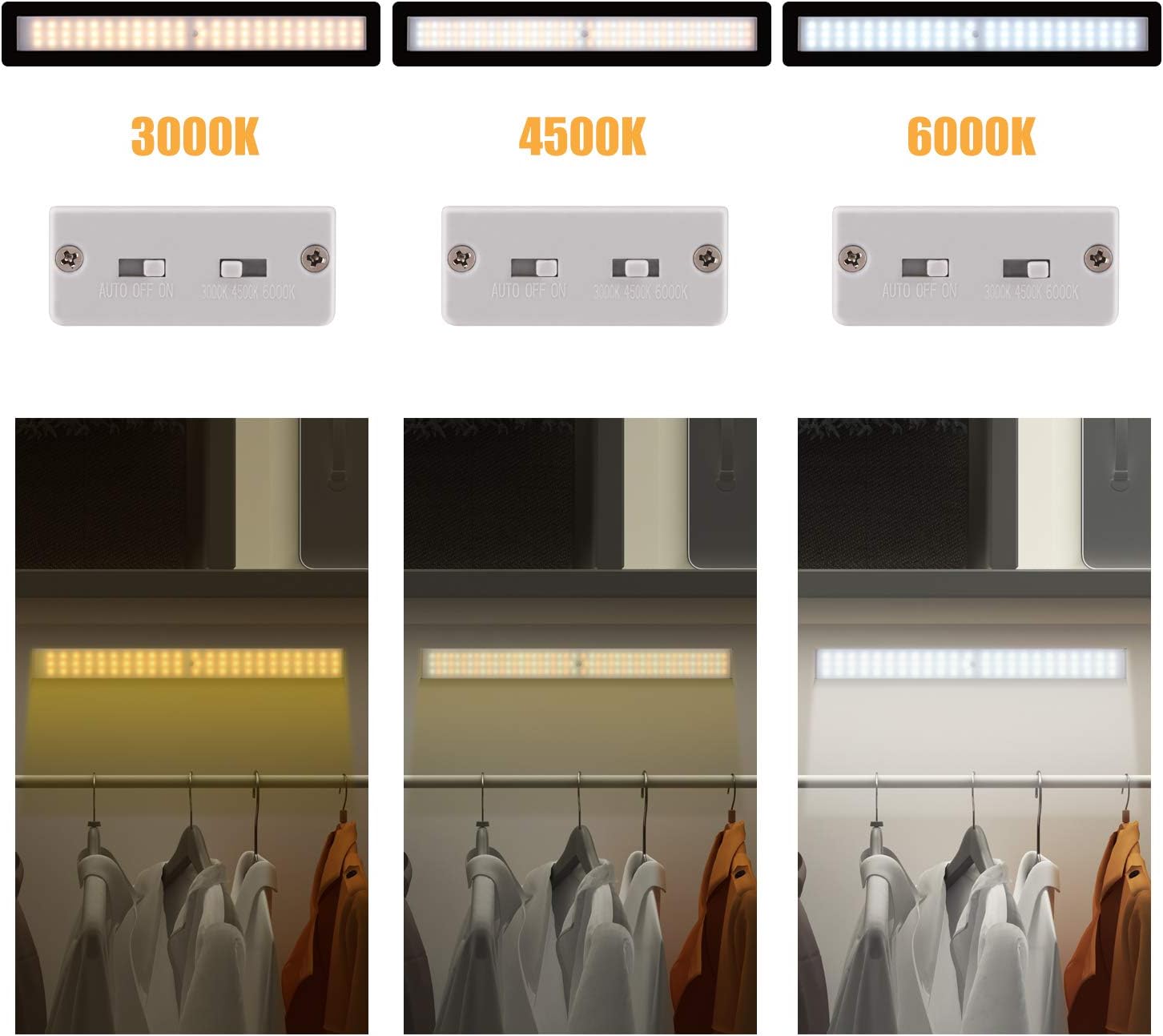 Upgraded 138 LED Closet Light,3Color Motion Sensor Wireless LED Under