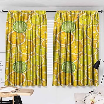 Amazon Com Yellow Decor Curtains Modern Lemon Orange Lime Citrus