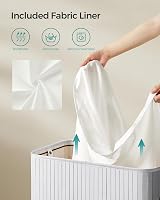 SONGMICS 100L Bamboo Laundry Hamper with Lid Removable Liner Grey LCB063G01 view 8