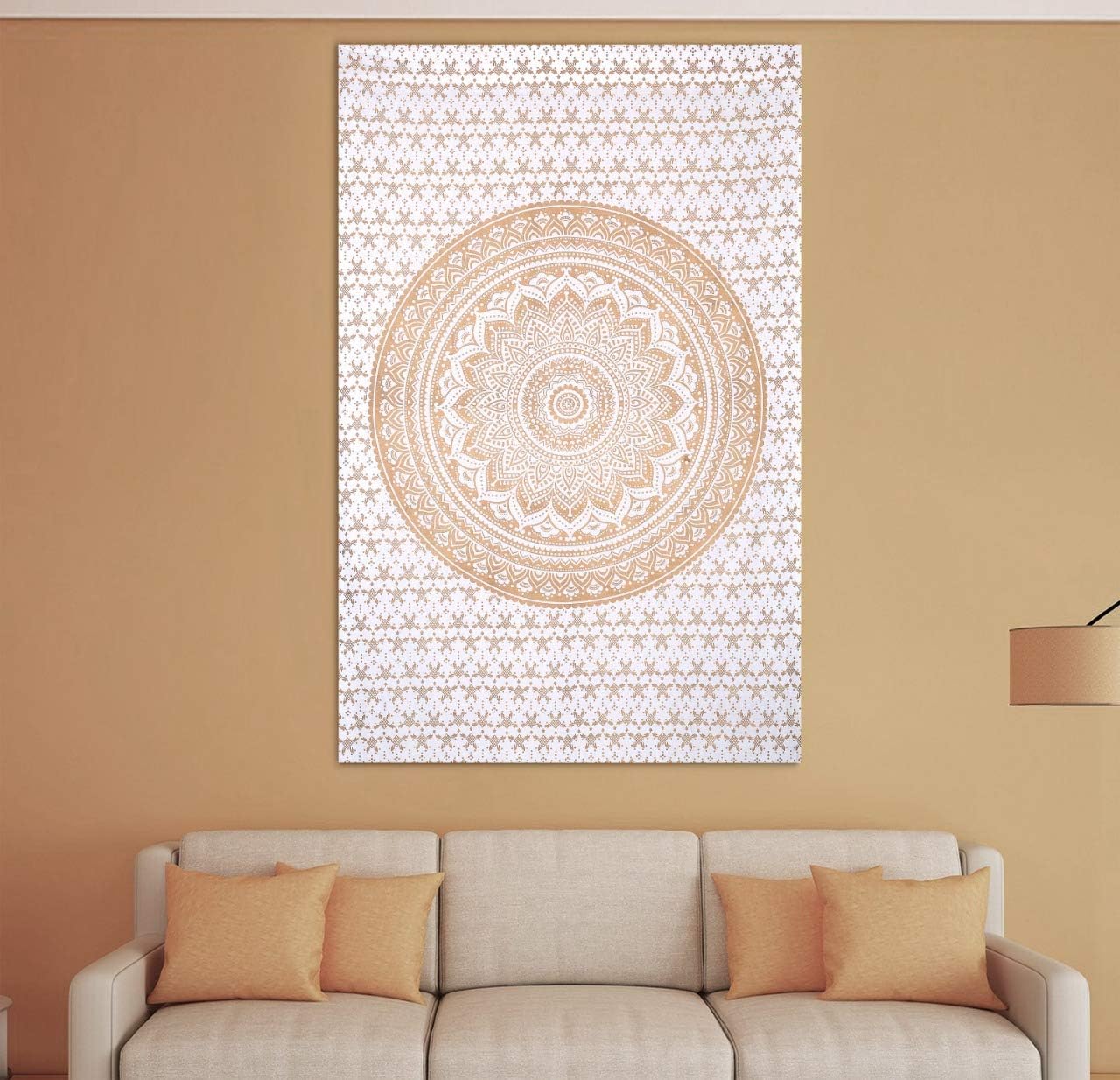 New Launched Twin Gold Mandala Single cotton Mandala Tapestry,Original Bohemian Hippie Wall Hanging Bedspread