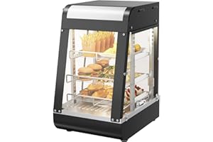 DULNICE Commercial Countertop Food Display Case with LED Lighting,3-Tier Electric Food Warmer, 110V Tempered-Glass 900W Food 