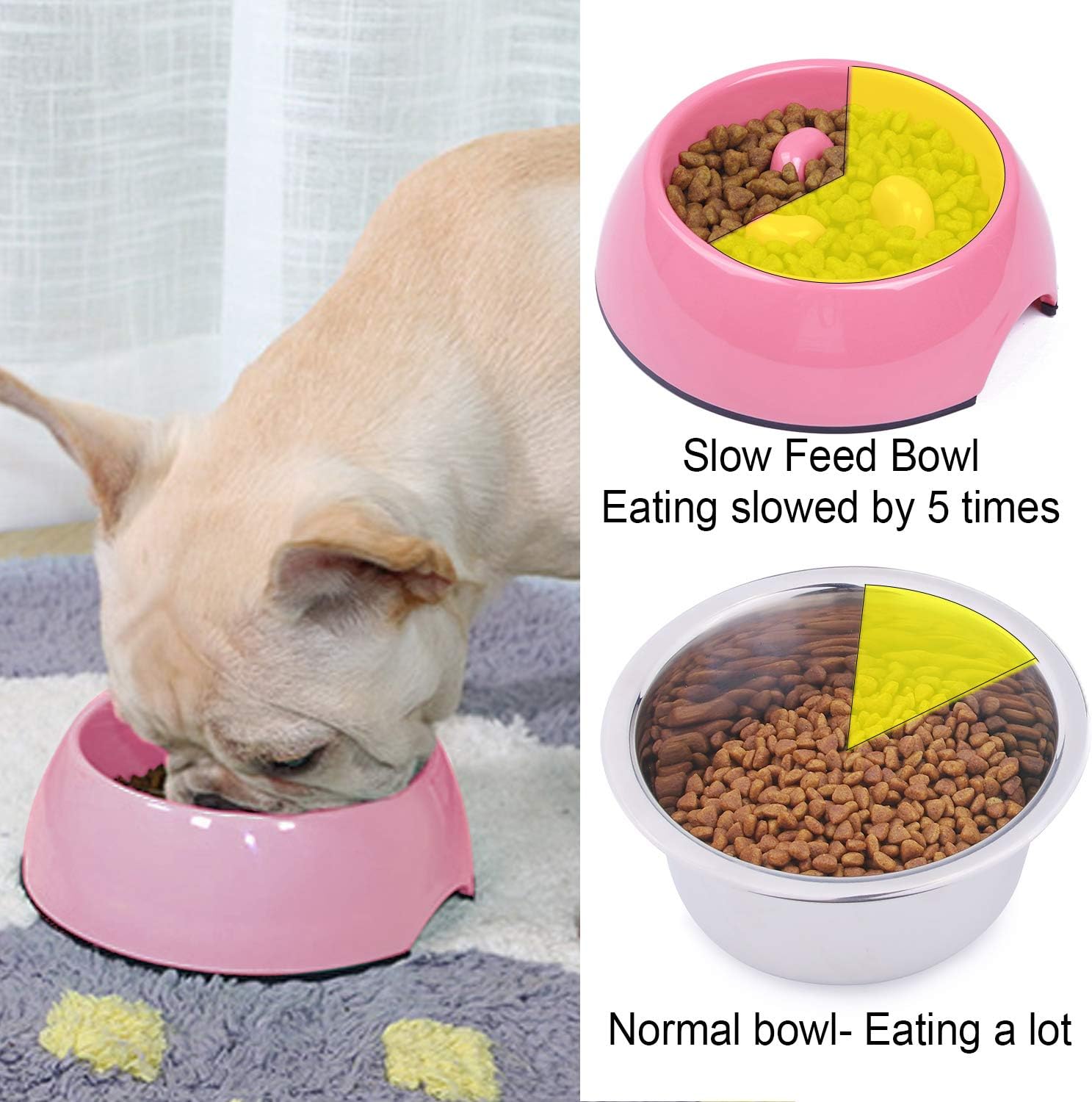 SUPER DESIGN Gobble-Stop Slow Feeder Dog Bowl Slow Eating Anti-Gulp BPA Free Melamine Bowl Fun Interactive Pet Bowl for Dogs Cats Puppies Medium - Image 4