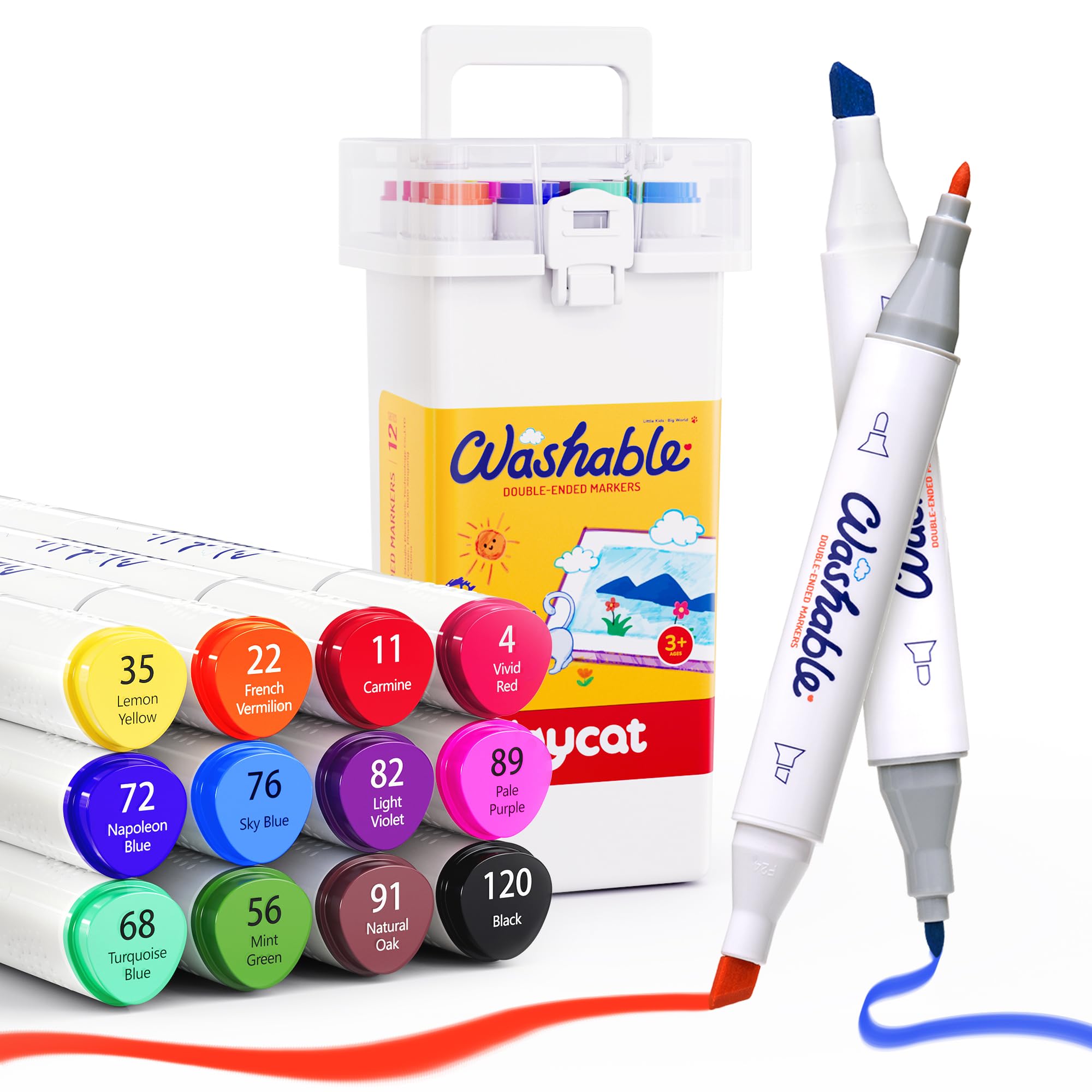 JoyCat Water Based 12 Colors Dual Tip Markers for